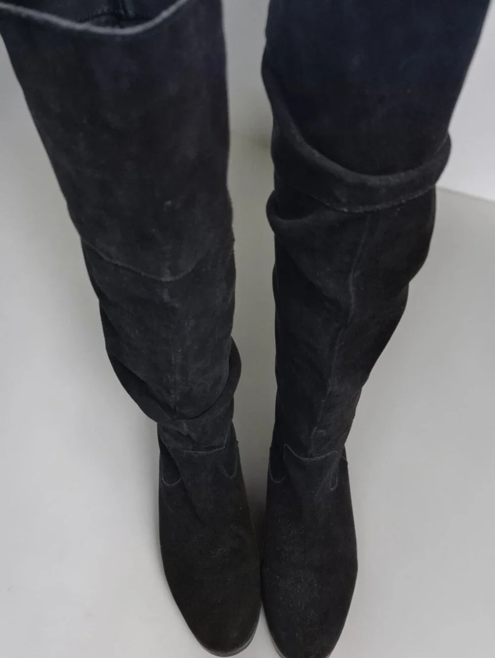 Steve Madden Balen Knee High Black Leather Suede Slouch Boots 9.5 Casual
